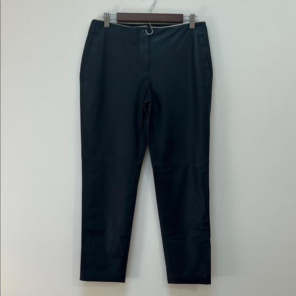 Theory Inzulle 100% Lamb Leather Crop Trouser Pants Black Size 8 - Picture 1 of 6